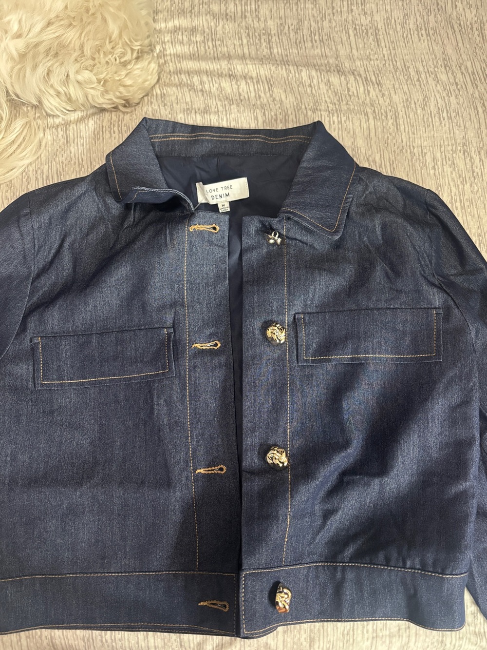 Love Tree Dark Indigo Denim crop Jacket